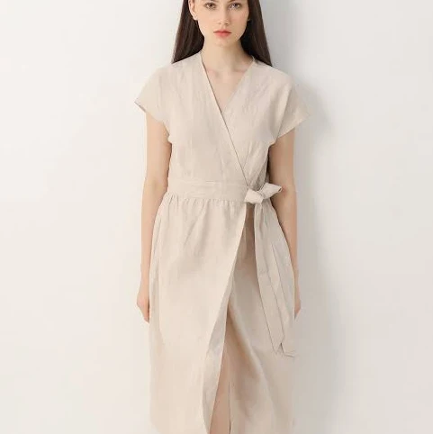 dress Tie-Waist Linen Wrap Dress Etsy - ANamDesign $53.3