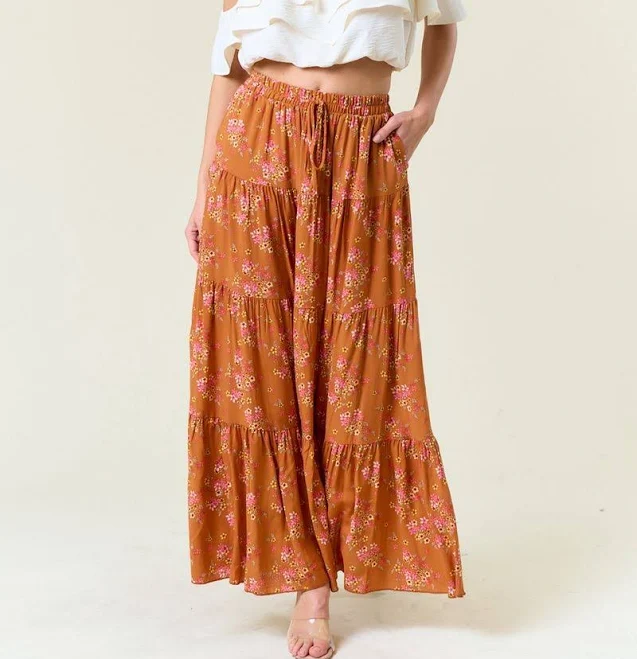 skirt Tiered Maxi Skirt Desert Highway Boutique $48