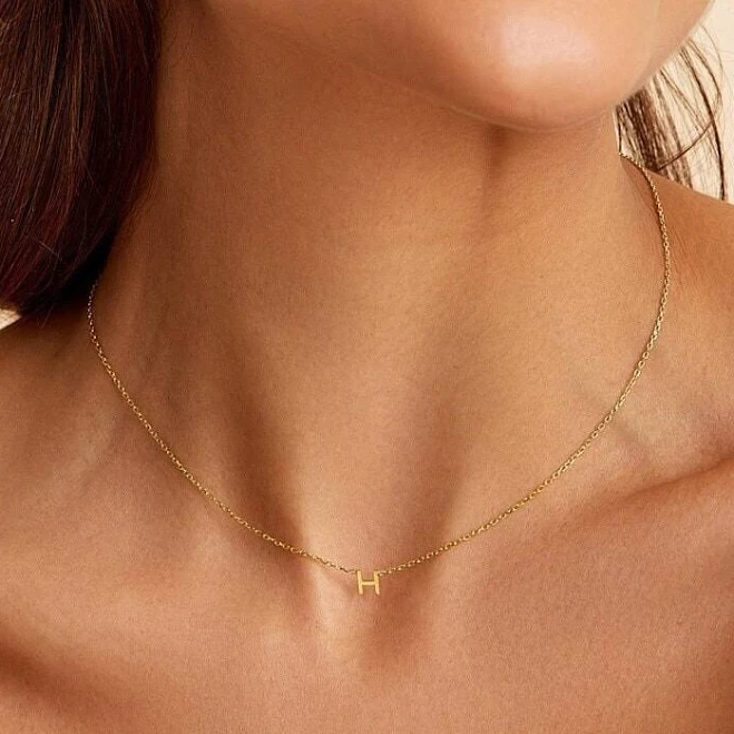 accessory Tiny Initial Necklace Etsy - ArtandCraftsJewelry $37.6