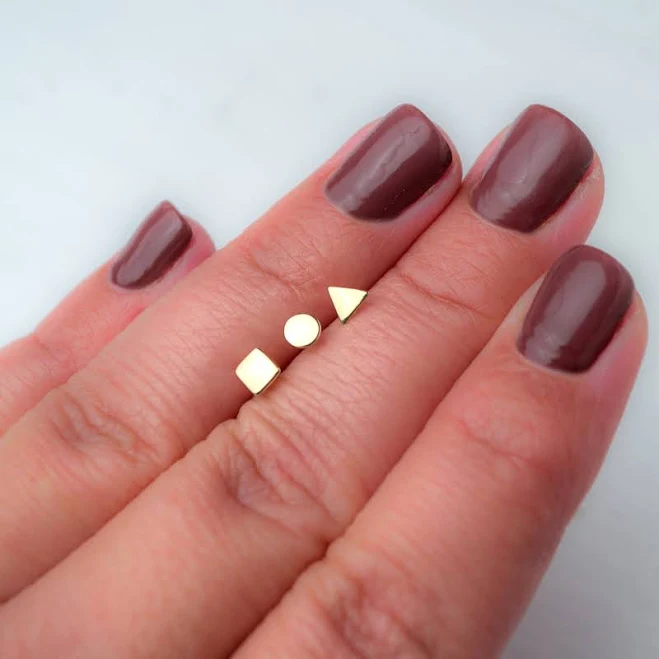 accessory Tiny Minimalist Solid Gold Triangle Dot Stud Earrings Etsy - thalassajewelry $86.08