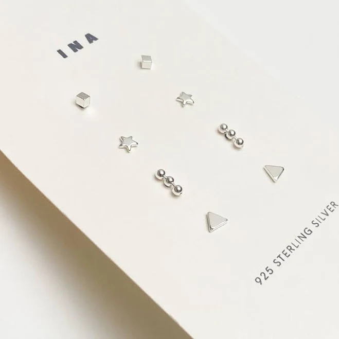 accessory Tiny Sterling Silver Stud Earring Set Etsy - Seller $42.39