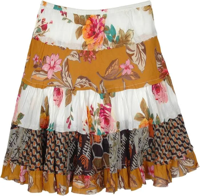 mini skirt TLB Feeling So Earthy Floral Cotton Tiered Skirt The Little Bazaar $26.99
