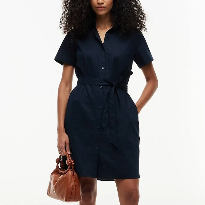 linen outfit Tommy Hilfiger Women's Belted Linen-Cotton Blend Shirtdress Tommy Hilfiger $64.5