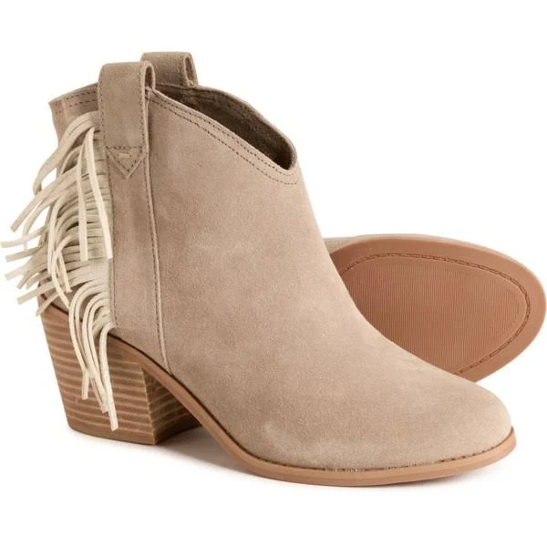 shoes TOMS Women's Constance Fringed Suede Boots Sierra $20