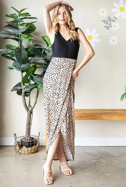 dress Trendsi Women's V-Neck Wide Strap Animal Print Maxi Dress Jeans.com $83.81