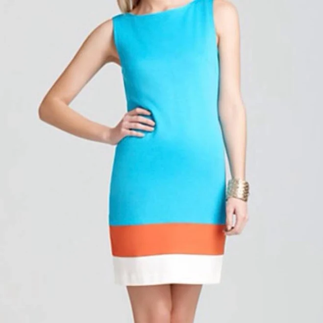 dress Trina Turk Dresses | Trina Turk Blue, Orange And Creme Colorblock Shift Dress | Color: Blue/Orange | Size: 8 | Kas987's Closet Poshmark $39