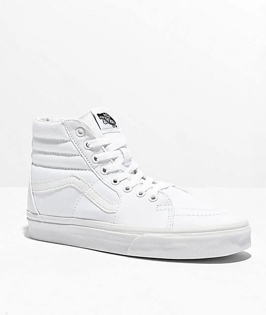 shoes Vans Sk8-Hi True White Canvas Skate Shoes Zumiez $79.95