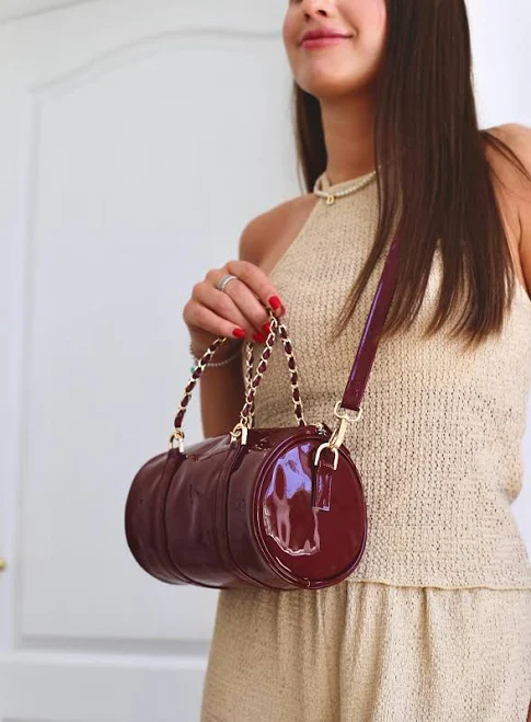 bag Vegan Patent Leather Crossbody Bag with Chain Etsy - LuckyHandMadeWallets $78.09