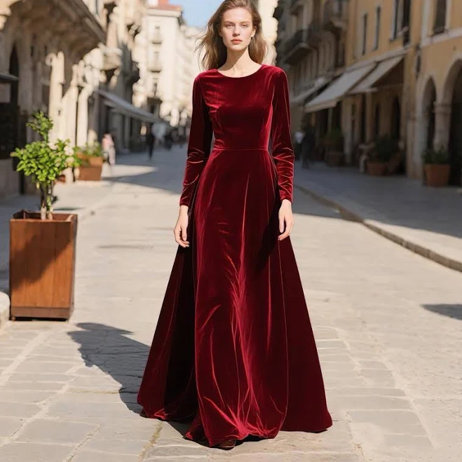 dress Velvet Maxi Dress Women Long Sleeve Floor Length Gown Elegant Velvet Evening Dress Formal Fall Winter Etsy - Seller $70.91