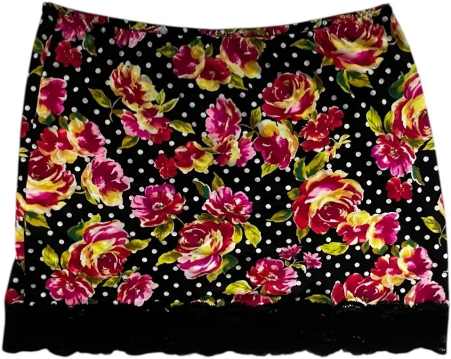 skirt Victoria's Secret Skirts | Victoria's Secret Black Satin Floral Mini Skirt Nwt M | Color: Pink/Red | Size: M | Adondero's Closet Poshmark $28