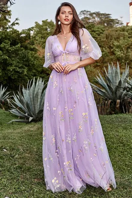 dress Wedtrend Women's A-Line V-Neck Embroidery Prom Dress Wedtrend $149