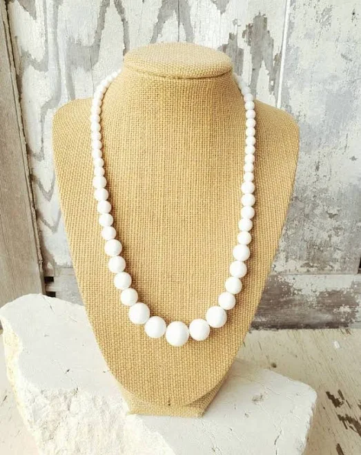 accessory White Beaded Graduated Necklace Etsy - JensBeadBox $42.25