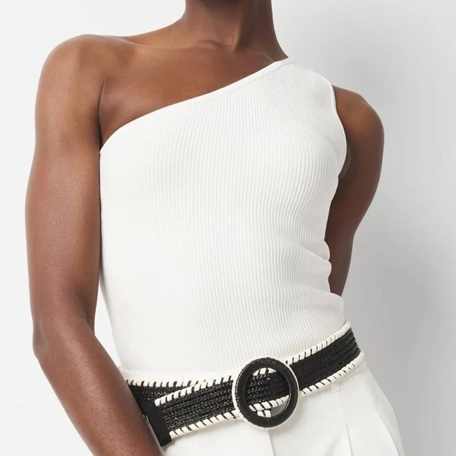 one shoulder top White House Black Market Forme Women's Sculpt Stretch One Shoulder Sweater White House Black Market $24.99