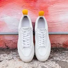 shoes White Leather Sneakers with Yellow Accent — A Pied Shoe Boutique A Pied $289