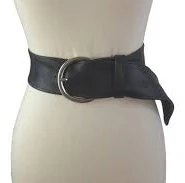 accessory Wide Black Leather Belt , Big metal buckle Etsy $33.73
