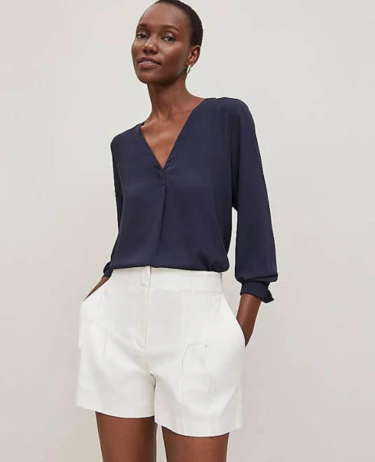 top Women's Ann Taylor Mixed Media Pleat Front Top Ann Taylor $48.65
