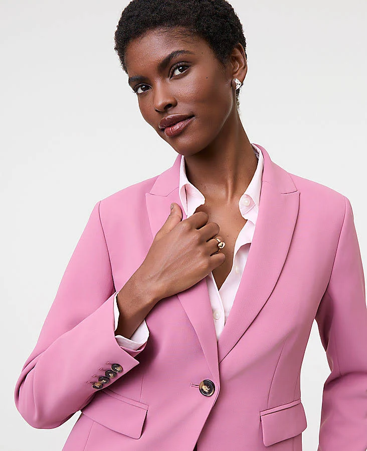 blazer Women's Ann Taylor The Shorter One Button Blazer in Fluid Crepe Ann Taylor $189