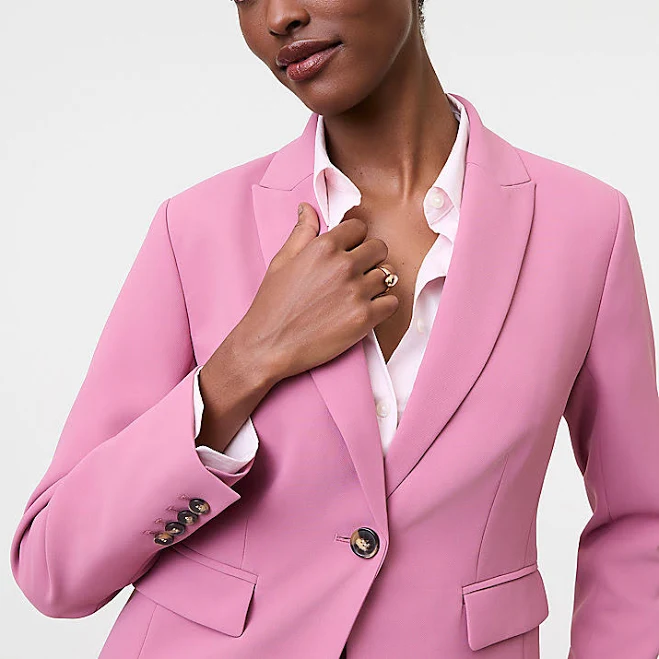 outerwear Women's Ann Taylor The Shorter One Button Blazer in Fluid Crepe Ann Taylor $189