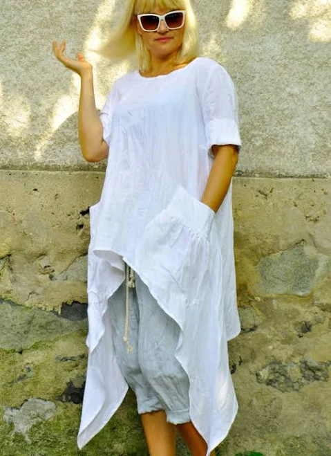 top Women's Asymmetric Linen Tunic Top Etsy - Gabygaclothes $119