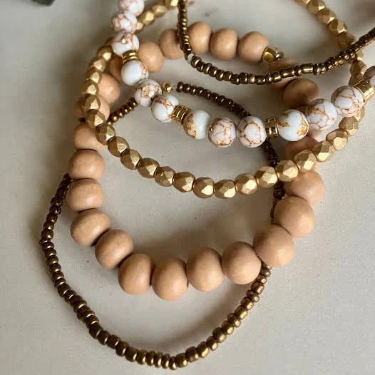 accessory Women's Boho Neutral Stack Bracelet Set of 5 Etsy - Seller $32