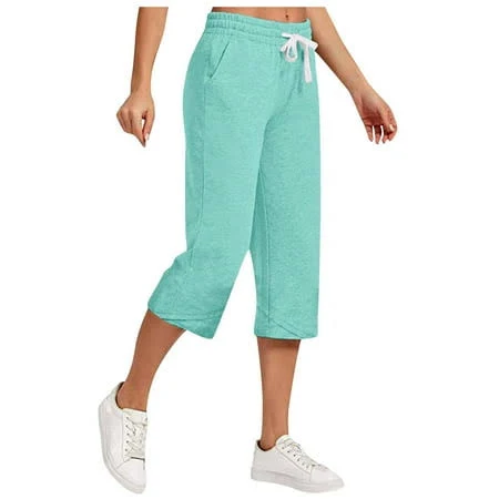 pants Women's Casual Loose Cropped Cotton Linen Capri Pants Walmart - ibuvkizy $10.78