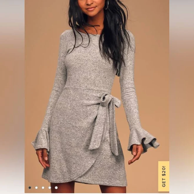 dress Women's Favorite Tune Heather Grey Faux Wrap Sweater Dress Poshmark $17