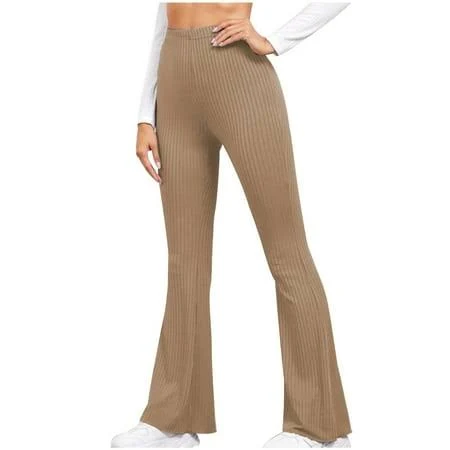 leggings Women's High Waist Ribbed Flare Yoga Pants Walmart - Ahdbta $12.15
