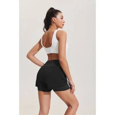 bottom Women's High-Waisted 2-in-1 Workout Shorts with Zipper Pockets Target $29.99
