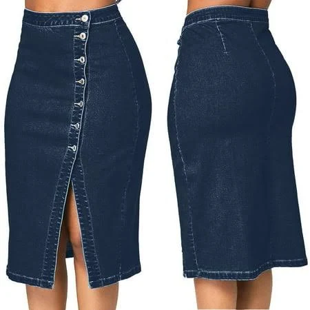 denim skirt Women's High-Waisted Blow Knee Denim Pencil Skirt Walmart - Only like fashion $16.05