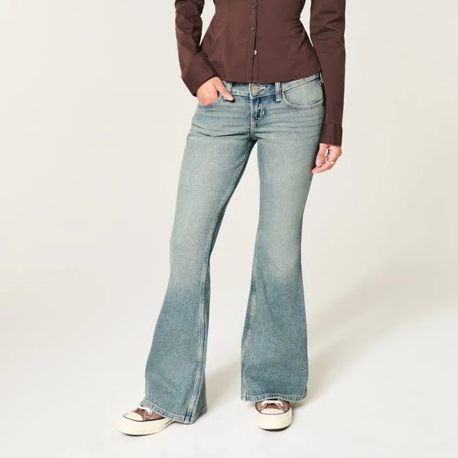 jeans Women's Hollister Ultra Low-Rise Wash Flare Jeans Hollister Co - Official $49.95