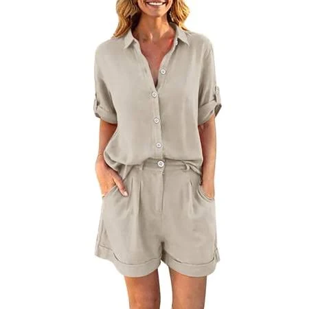 matching set Women's Linen 2 Piece Shorts Set Walmart - FNFYFH $25.99