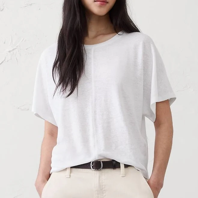 top Women's Linen-Blend Dolman-Sleeve T-Shirt Banana Republic Factory $20