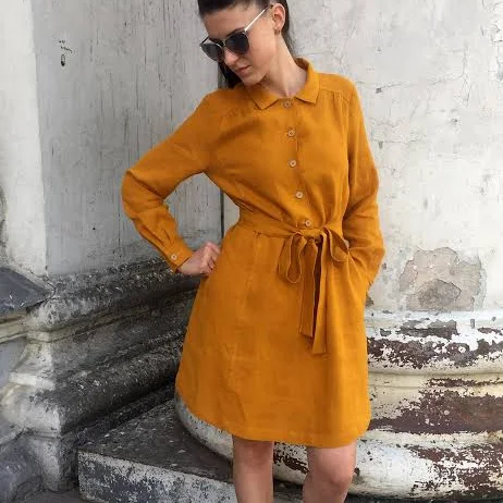 dress Women's Linen Long Sleeve Shirtdress with Belt Etsy - MaTuTuLinenStyle $119.85
