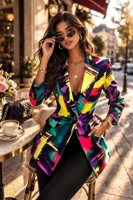 blazer Women's Modern Art Blazer Etsy - Seller $77.94