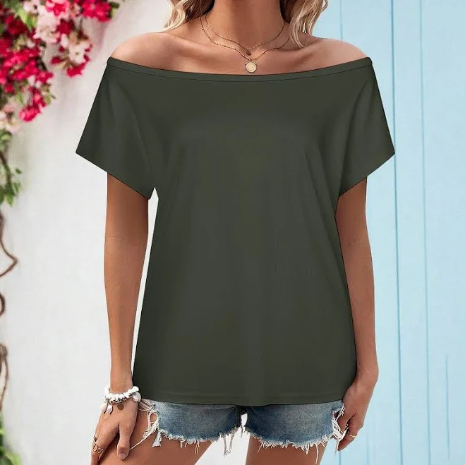 blouses Women's Off The Shoulder Relaxed Fit Boat Neck Blouse Etsy - AdorableDesignsz $38.4