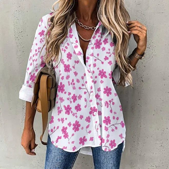 top Women's Polyester Floral Button-Down Shirt Etsy - AdorableDesignsz $44