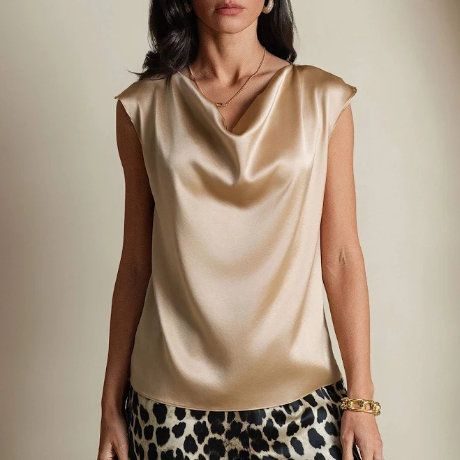 top Women's Silk Cowl Neck Top SilkSilky $59.95