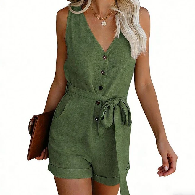 romper Women's Sleeveless V-Neck Linen Romper with Pockets Kohl's $31.99