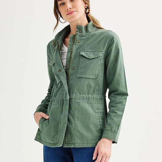 outerwear Women's Sonoma Goods For Life Patch Pocket Utility Jacket, Size: XS, Manolo Olive Kohl's $39.99