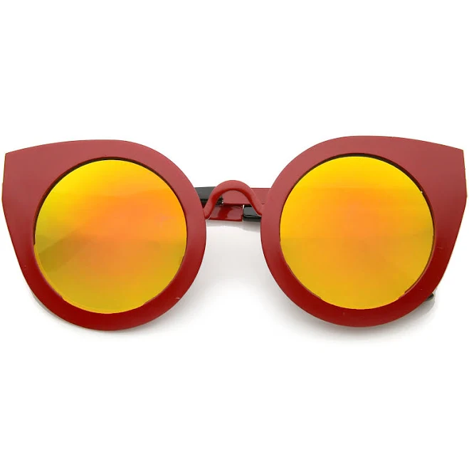 accessory Women's sunglassLA Metal Frame Oversize Color Mirror Lens Round Cat Eye Sunglasses 47mm Adult sunglassLA $11