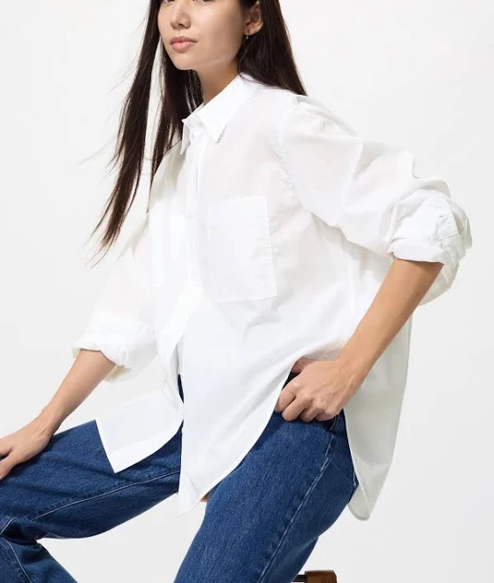outerwear Women's UNIQLO Cotton Oversized Shirt uniqlo.com/us $29.9