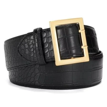 accessory Women's Wide Leather Belt with Gold Buckle Walmart - JASGOOD Belt $11.99