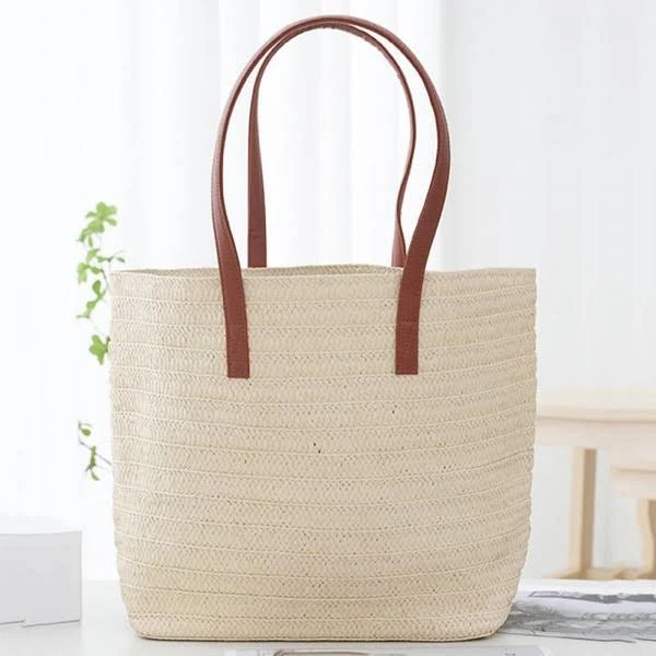 bag Woven Straw Tote Cross Body Bag with Vegan Leather Straps Judson & Company $24