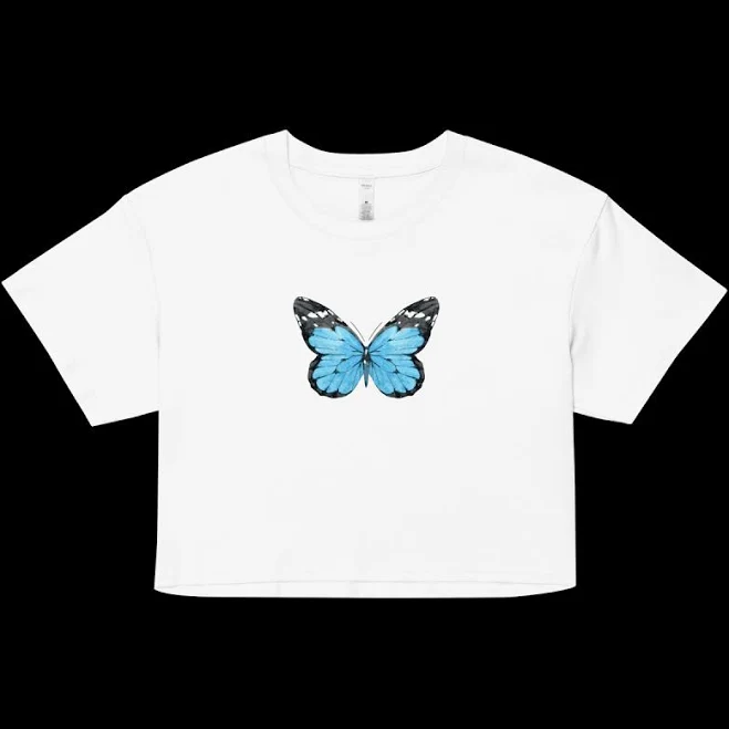 top Y2k Butterfly Crop Top Baby Tee Polychrome Goods $46