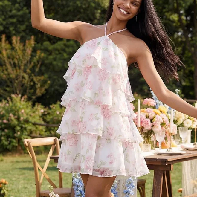 dress Zapaka Women's A-Line Halter Neck Floral Mini Dress Zapaka $99