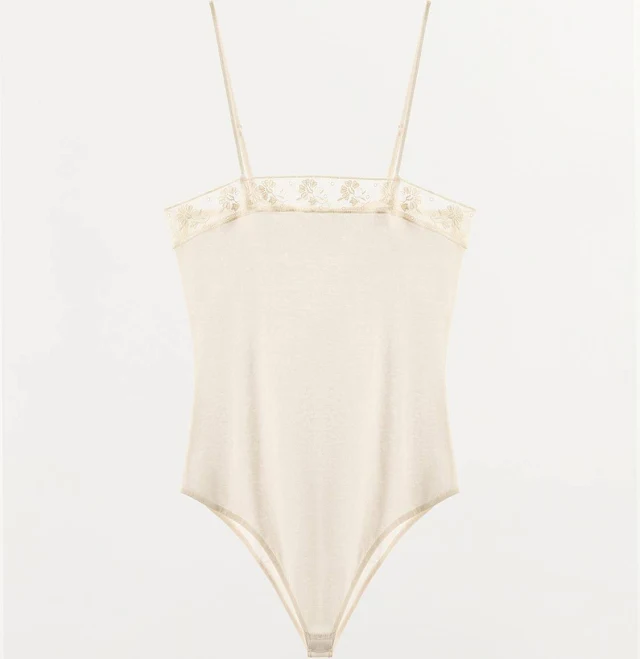 bodysuit Zara Fine Knit Lace Bodysuit Zara USA $49.9