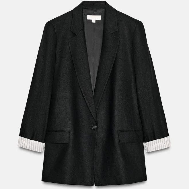 blazer Zara Linen Blazer with Rolled Sleeves Zara USA $79.9