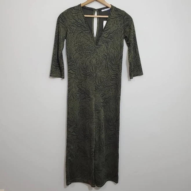 jumpsuit Zara Pants & Jumpsuits | Nwt Zara Olive Green Animal Print Jumpsuit | Color: Black/Green | Size: S | Pm-50541218's Closet Poshmark $60