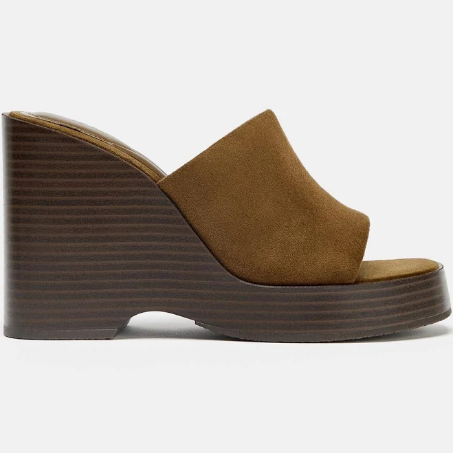 heels Zara Platform Suede Wedge Sandals Zara USA $79.9