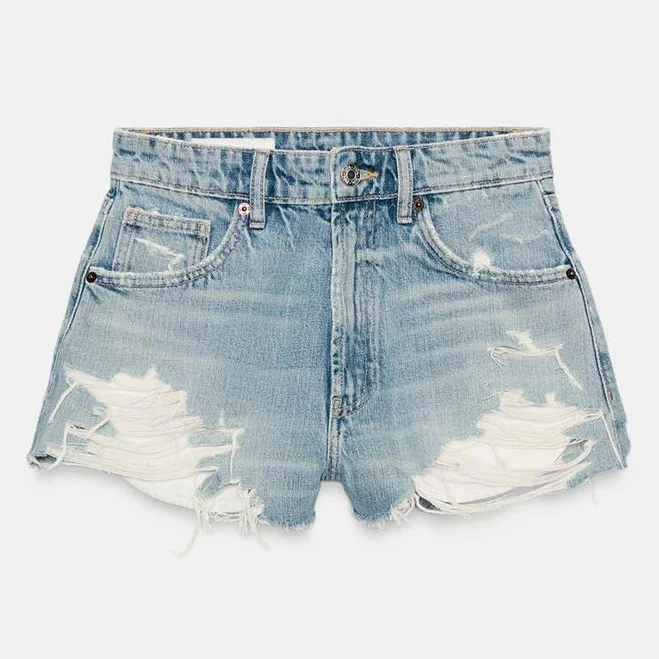 bottom Zara Trf Ripped High-Waisted Denim Shorts Zara USA $45.9
